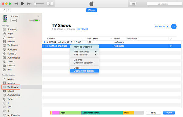 Slett TV-programmer fra iCloud via iTunes