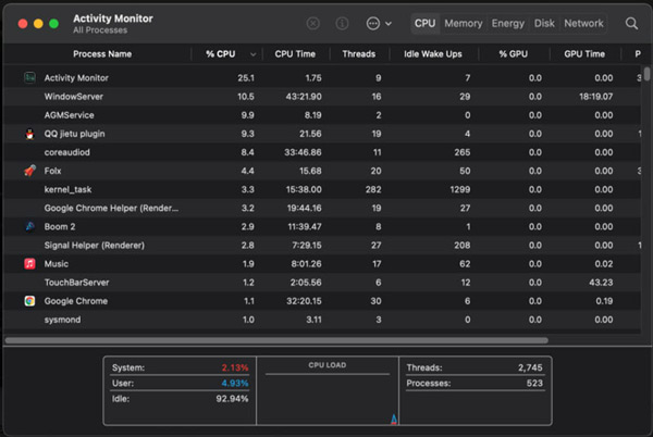 Malware y amenazas seleccionados en Mac