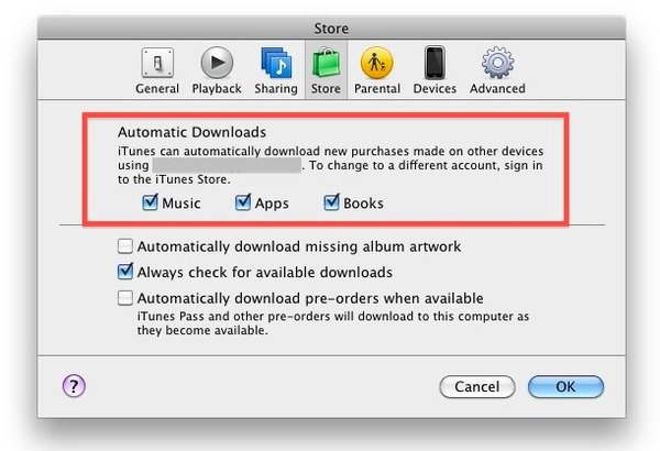 Deaktivieren Sie automatische Downloads