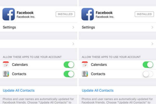Disable Contacts From Facebook Seettings