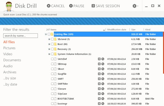 Récupération de photos de Drill Disk