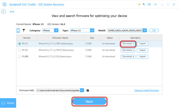 Descargar firmware para reparar