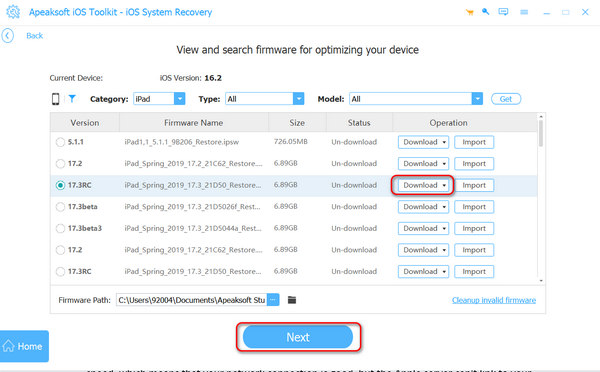 Téléchargez le micrologiciel pour réparer