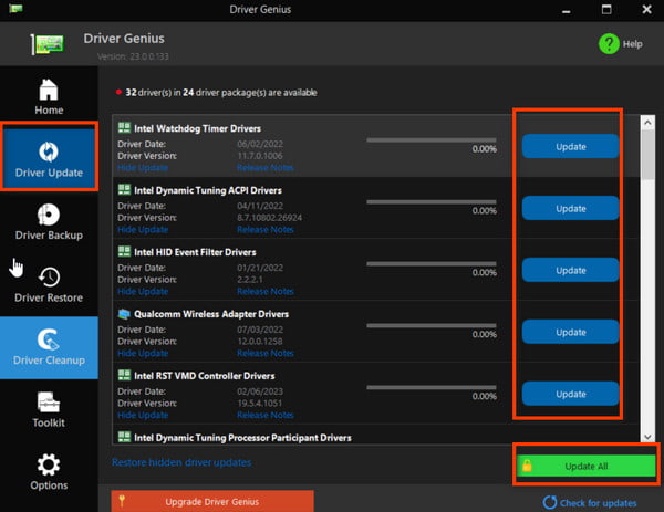 Driver Genius Seleccionar actualización de controlador