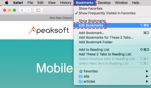 Édition de bookmark safari sur mac