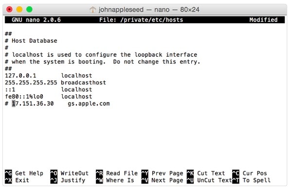 Bearbeiten Sie die Hosts-Datei in Terminal