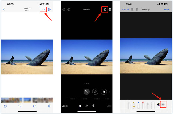 iPhone で MarkUp 経由で写真を編集する