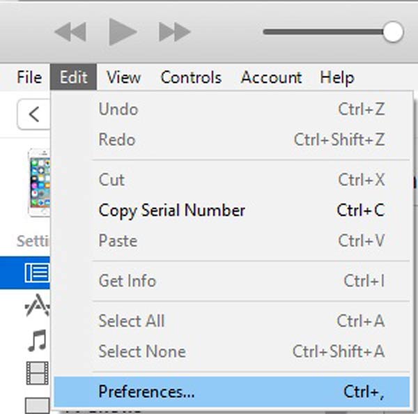 Beállítások szerkesztése iTunes