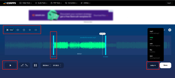 Audio trimmen online bearbeiten Kostenlose 123apps