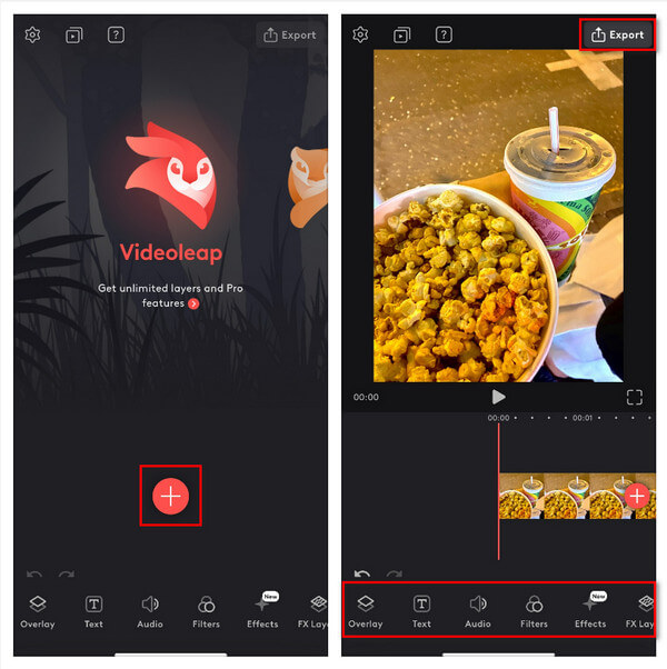 Modifier la vidéo avec Videoleap