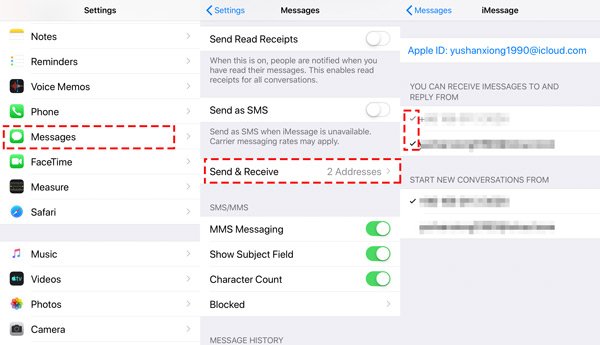 Activer Apple ID recevoir envoyer des iMessages