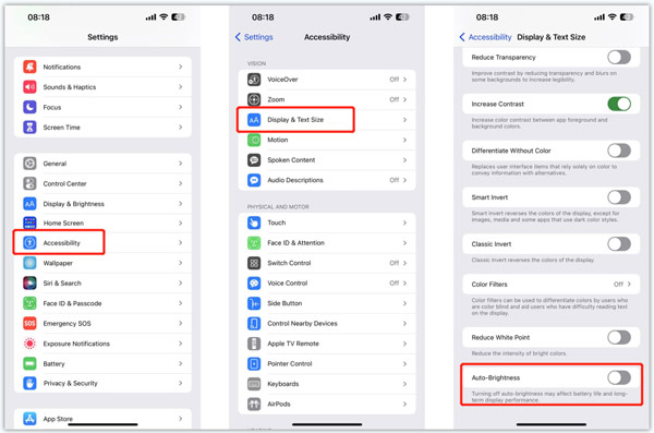 Enable Auto Brightness on iPhone