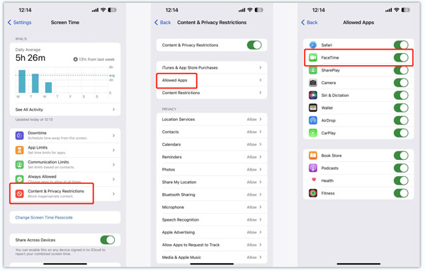 Ekran Süresi Kısıtlamalarında Facetime'ı Etkinleştirin