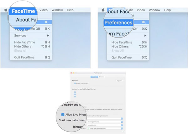 Povolte FaceTime Live Photo Mac