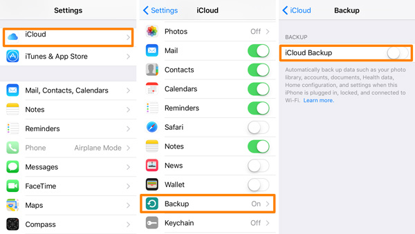 aktivere icloud backup