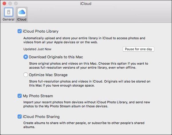 Bibliothèque de photos iCloud activée