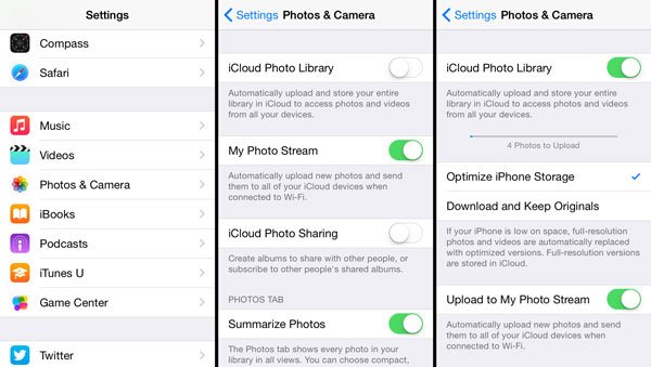 Enable iCloud Photo Library