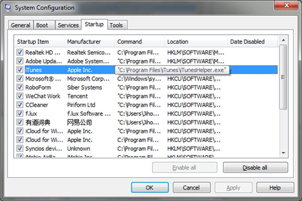 Engedélyezze az Itunes Helper alkalmazást