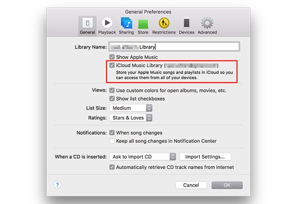 Schakel iTunes Library in
