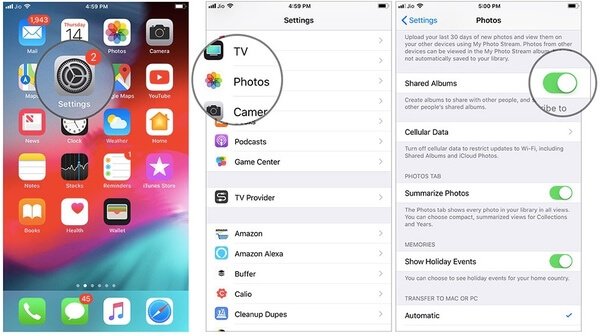 Ενεργοποιήστε το κοινόχρηστο άλμπουμ στο iPhone