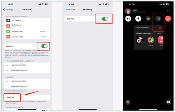 Ota Shareplay käyttöön Jaa näyttöni Facetimessa