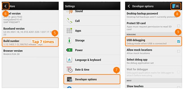 Enable USB Debug Mode HTC