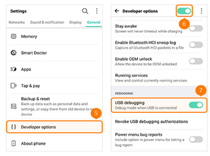 Aktivér USB Debug Mode LG