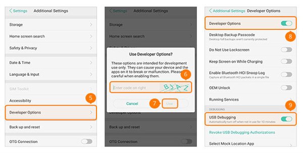 Aktivér USB Debug Mode OPPO