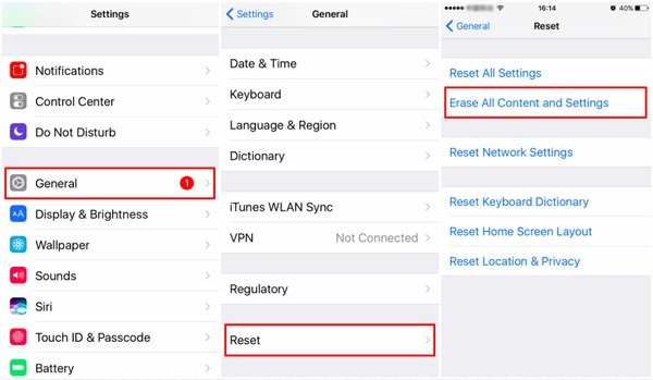 Restaurer l'iPhone aux paramètres d'usine