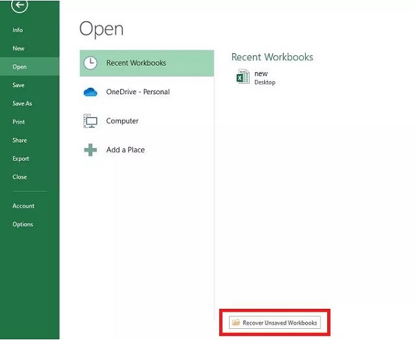 Recover Unsaved Workbook