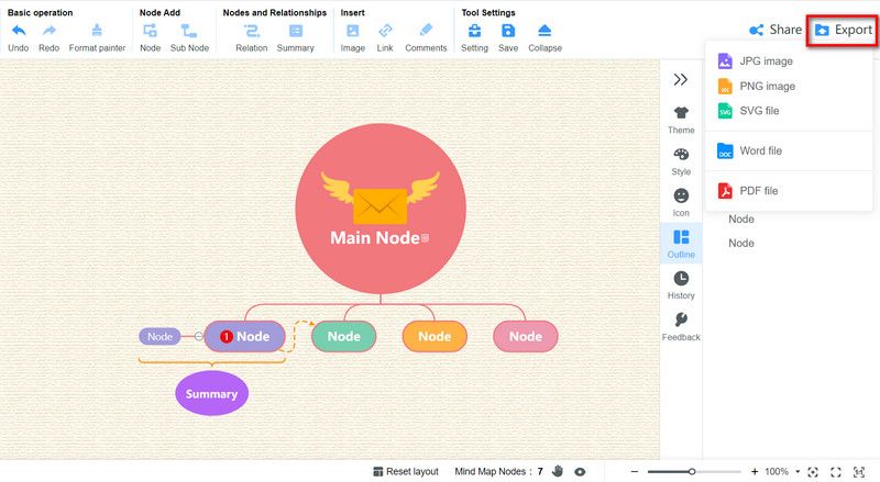 Mindmap exportieren