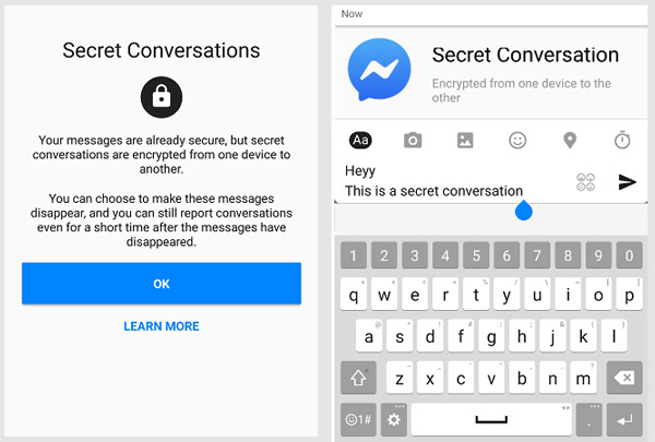 Facebook Messenger titkos beszélgetés