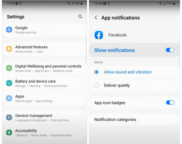 Notification Facebook sur Android