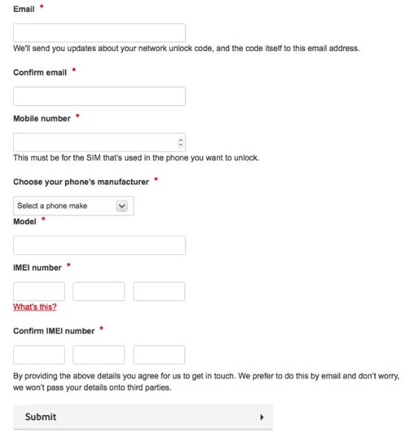 Fyll ut Vodafone Request Form