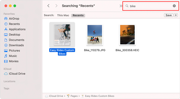 Finder Rechercher des fichiers sur Mac