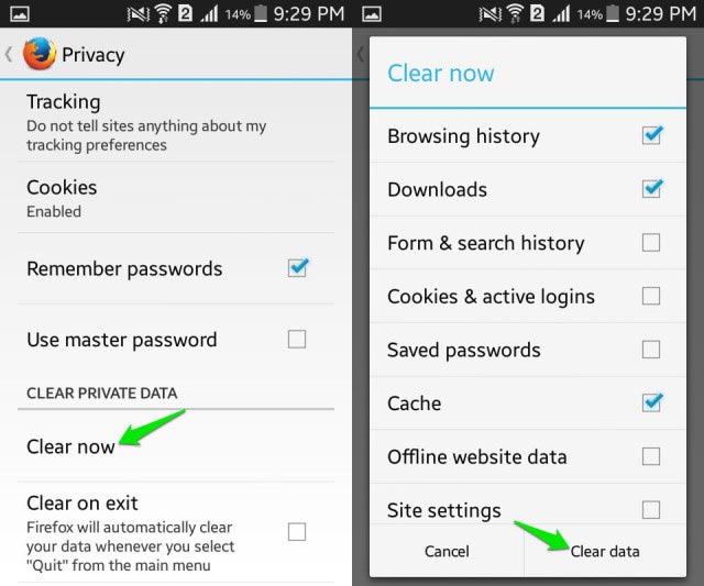 Effacer les cookies sur Firefox Android / iOS