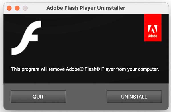 Programme de désinstallation de Flash Player