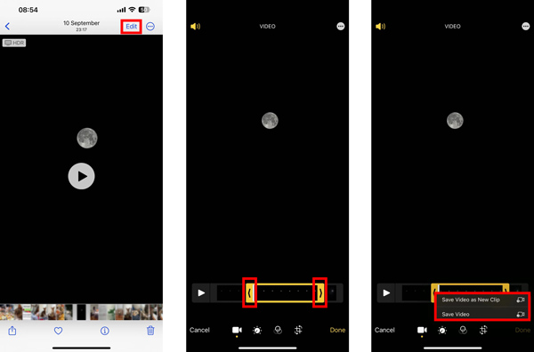 Partes cortadas gratuitas de um vídeo no iPhone