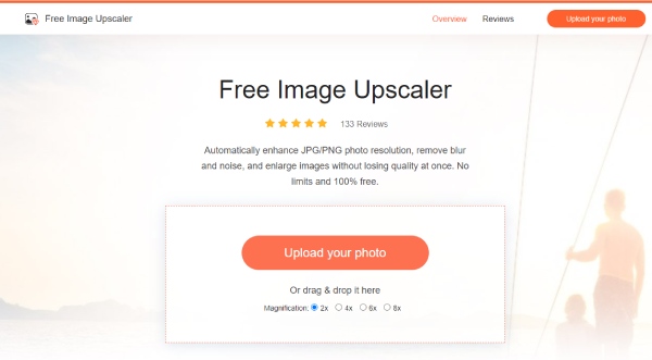 Gratis afbeeldingen Upscaler-startpagina