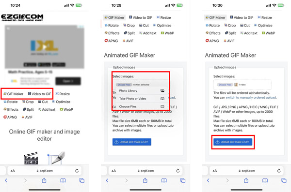 iPhone için Ücretsiz Çevrimiçi Gif EZGIF