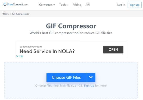 FreeConvert GIF -kompressor
