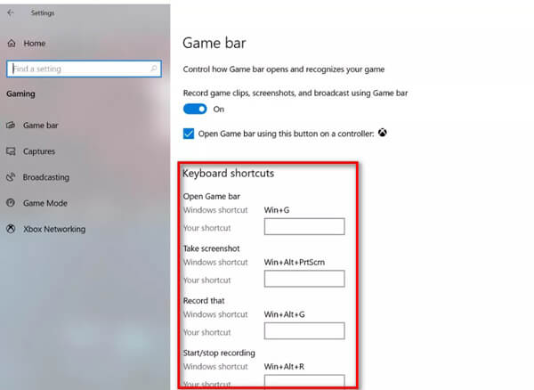 Spielaufzeichnung Hotkeys Einstellungen Spielleiste