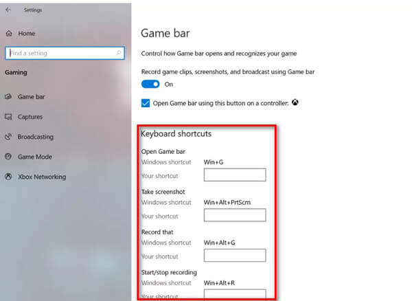 Game Recording Hotkeys Settings Game Bar