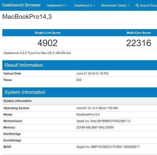 Geekbench Resultat