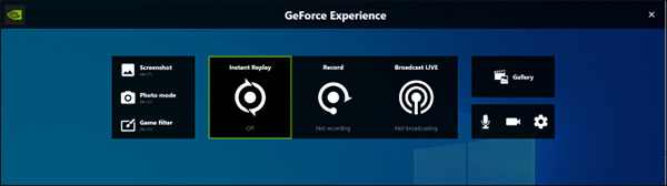 Interface principale de GeForce