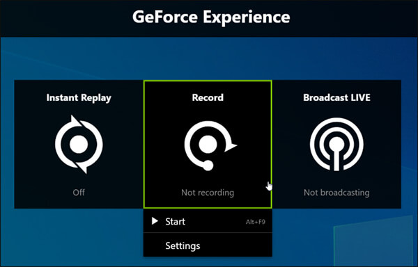 Geforce Avvia registrazione