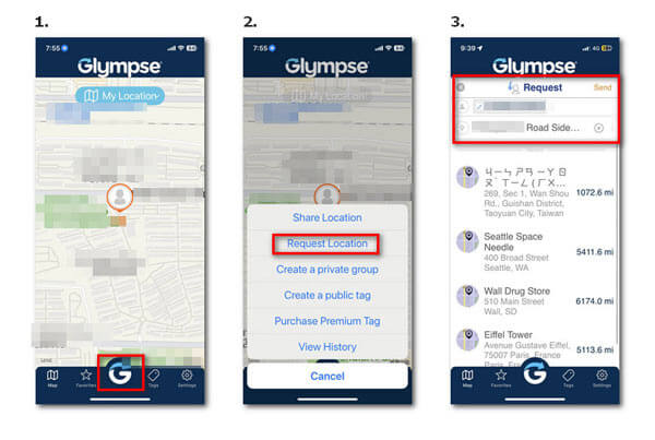 Glympseの位置情報リクエスト