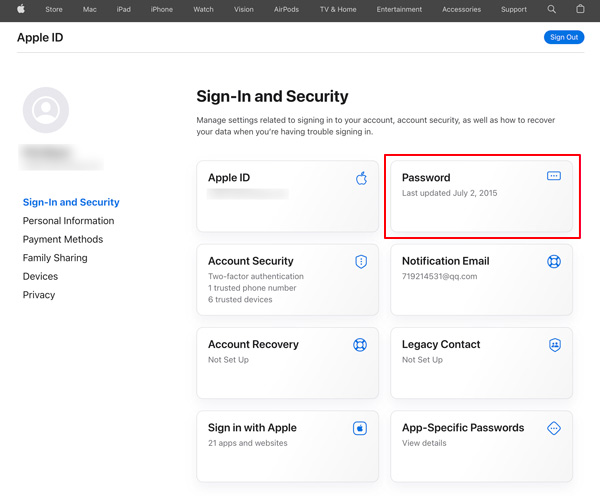 Vai su Accesso e sicurezza iCloud