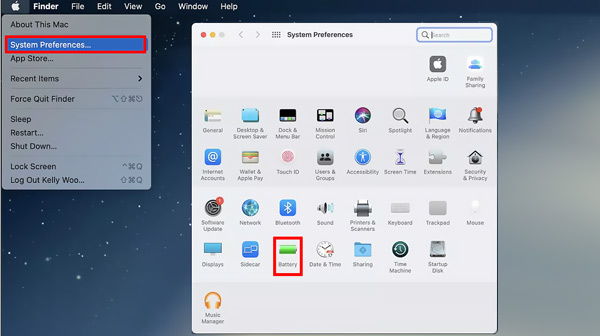 Přejděte na Mac Battery