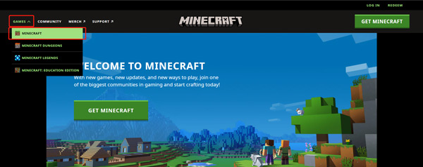 Go to Minecraft Webesite